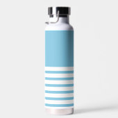 Blue White Personalized Destination Wedding Favor Waterfles (Rechts)