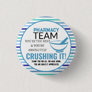 Blue & White Pharmacy team bedankt Ronde Button 3,2 Cm