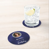 Blue white photo diamonds ronde kartonnen onderzetter (Insitu)