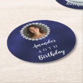 Blue white photo diamonds ronde kartonnen onderzetter (Gebogen)