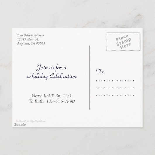 Blue White Pine Custom Holiday Party Briefkaart (Achterkant)