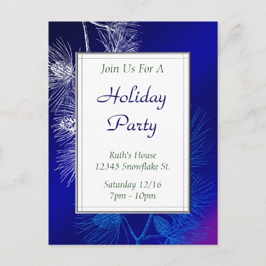Blue White Pine Custom Holiday Party Briefkaart (Voorkant)