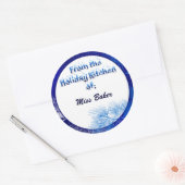 Blue White Pine vakantiekeuken van aangepaste Stic Ronde Sticker (Envelop)