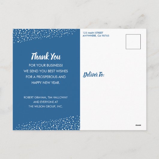 Blue White Pine Wreate Business Holiday Briefkaart (Achterkant)