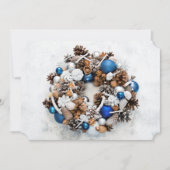 Blue White Pine Wreath Christmas Feestdagenkaart (Voorkant)
