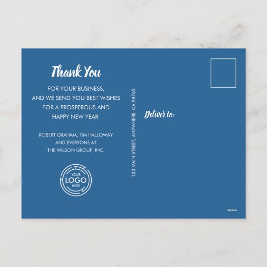 Blue White Pine Wreats Business Feestdagenkaart (Achterkant)