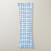 Blue White Plaid Pattern Lichaamskussen (Voorkant Verticaal)