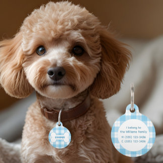 Blue White Plaid Pattern Name Bone Huisdierpenning