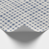 Blue White Plaid Stripes Christmas Cadeaupapier (Hoek)