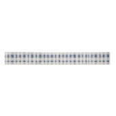 Blue White Plaid Stripes Christmas Satijnen Lint (Voorkant)