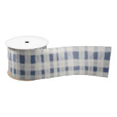 Blue White Plaid Stripes Christmas Satijnen Lint (Spoel)
