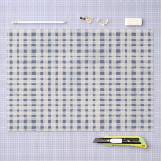 Blue White Plaid Stripes Christmas Tissuepapier (Craft)