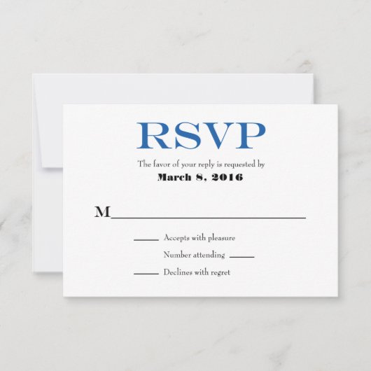 Blue White Plain Simple Wedding RSVP-kaarten RSVP Kaartje (Voorkant)