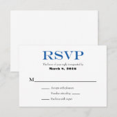 Blue White Plain Simple Wedding RSVP-kaarten RSVP Kaartje (Voorkant / Achterkant)