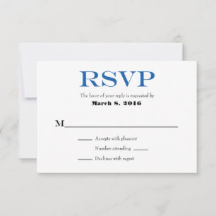 Blue White Plain Simple Wedding RSVP-kaarten RSVP Kaartje