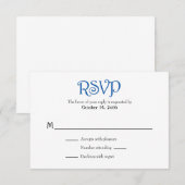 Blue White Plain Simple Wedding RSVP-kaarten RSVP Kaartje (Voorkant / Achterkant)
