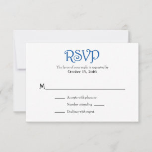 Blue White Plain Simple Wedding RSVP-kaarten RSVP Kaartje