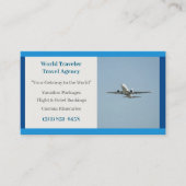 Blue White Plane Agent Vliegtuigreisbureau Visitekaartje (Voorkant)
