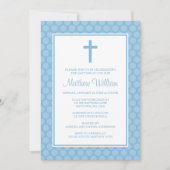 Blue White Polka Dot Cross Boy Baptisme Christenin Kaart (Voorkant)