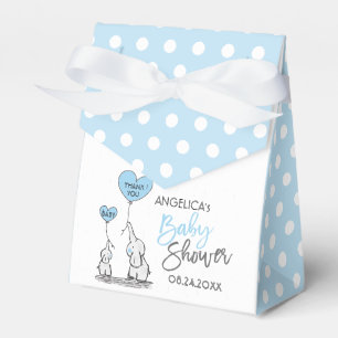 Blue White Polka Dot Elephant Boy Baby shower Bedankdoosjes