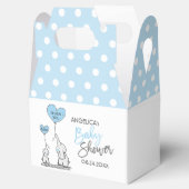Blue White Polka Dot Elephant Boy Baby shower Bedankdoosjes (Geopend)