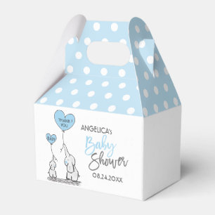Blue White Polka Dot Elephant Boy Baby shower Bedankdoosjes