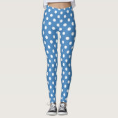 Blue White Polka Dot Pattern Leggings (Voorkant)