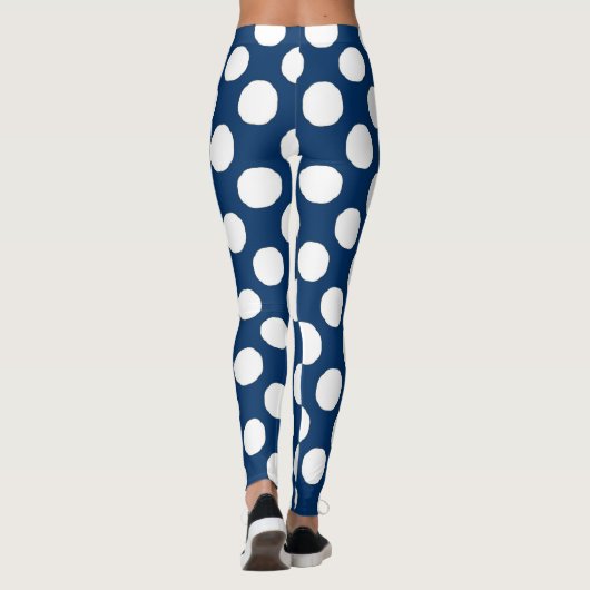Blue White Polka Dot Pattern Leggings (Achterkant)