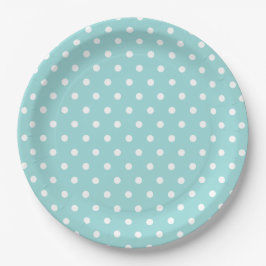 Blue White Polka Dot Pattern Papieren Bordje