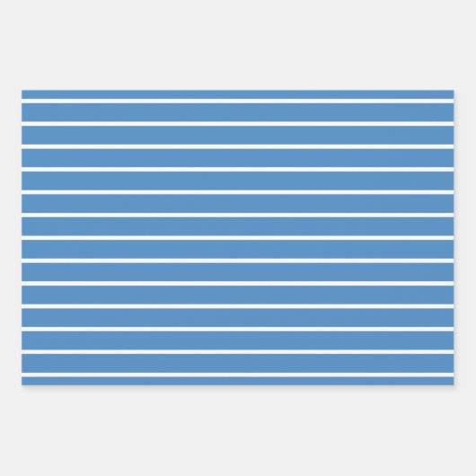 Blue White Polka Dot Stripes Inpakpapier Vel (Voorkant 2)