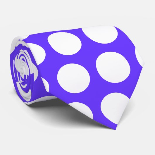 Blue White Polka Dot Stropdas (Opgerold)