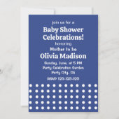 Blue White Polka Dots Baby shower Kaart (Voorkant)