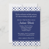 Blue White Polka Dots Daisy Baby shower Invitation Kaart (Achterkant)