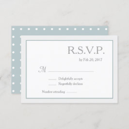 Blue White Polka Dots Wedding RSVP Kaart