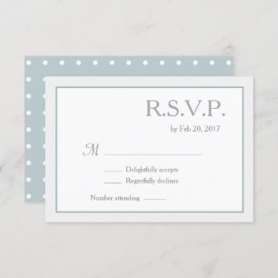 Blue White Polka Dots Wedding RSVP Kaart