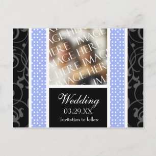 Blue White Polkadots Weddenschap Save the Date Fot Aankondigingskaart