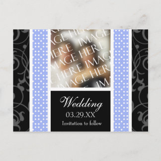 Blue White Polkadots Weddenschap Save the Date Fot Aankondigingskaart