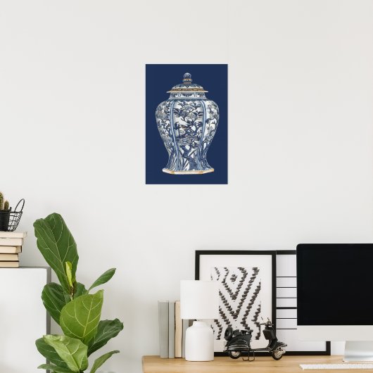 Blue & White Porcelain Vase by Vision Studio Poster (Thuiskantoor)