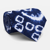 Blue White Primitive Marks Abstracte Stropdas (Opgerold)