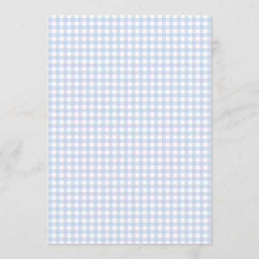 Blue White Pset Gingham Boy Baby shower Kaart (Achterkant)
