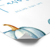 Blue White Pumpkin Herfst Autumn Party Favorieten Poster (Hoek)
