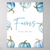 Blue White Pumpkin Herfst Autumn Party Favorieten Poster (Voorkant)