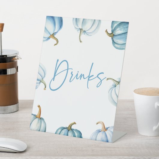 Blue White Pumpkin Herfst Herfst Drinken Partij Reclamebord Met Voetstuk (Insitu)