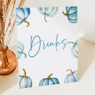 Blue White Pumpkin Herfst Herfst Drinken Partij Reclamebord Met Voetstuk