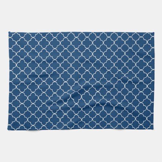 Blue White Quatrefoil Kitchen Cloth Towel Theedoek (Horizontaal)