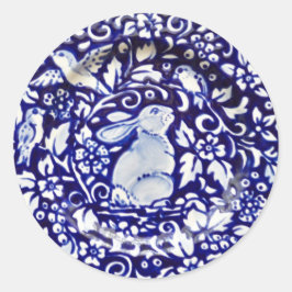 Blue White Rabbit Bird Sticker Dedham Navy