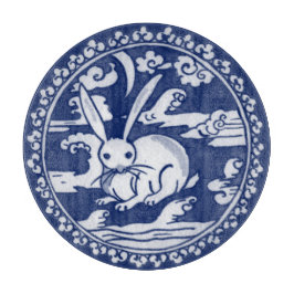 Blue White Rabbit Clouds Moon Antiek Chinoiserie Snijplank