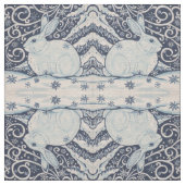 Blue White Rabbit Designer Fabric Winter Kerstmis Stof (Swatch)