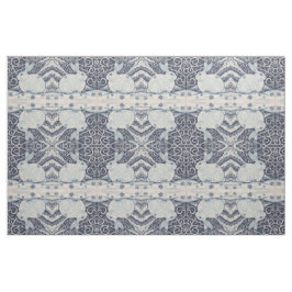 Blue White Rabbit Designer Fabric Winter Kerstmis Stof
