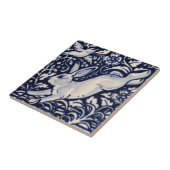 Blue White Rabbit Floral Bird Chinoiserie Cobalt Tegeltje (Zijkant)